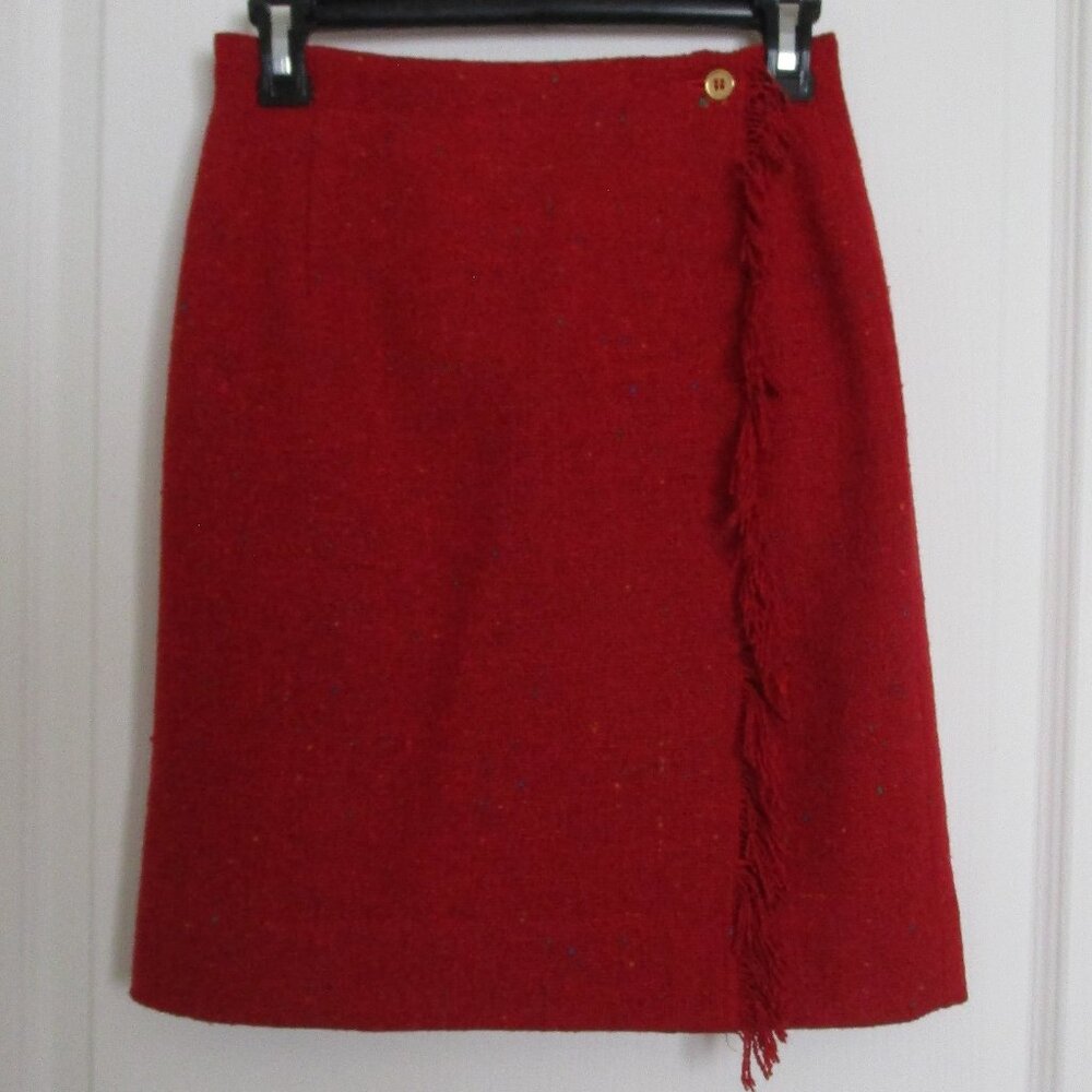 wool blend short wrap skirt